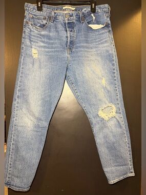 Levi's Light Blue Distressed Boyfriend Jeans